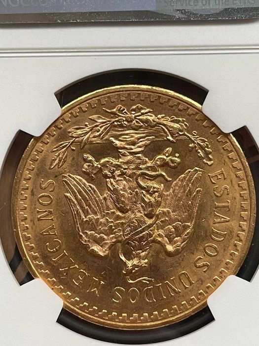 moeda de ouro NGC MS 64 50 Pesos Centenário