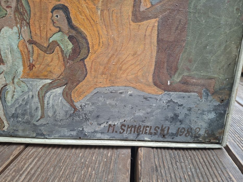 M. Śmigielski „Ostatni dzień Pompei” 1982 – obraz olejny PRL 80 × 60 cm