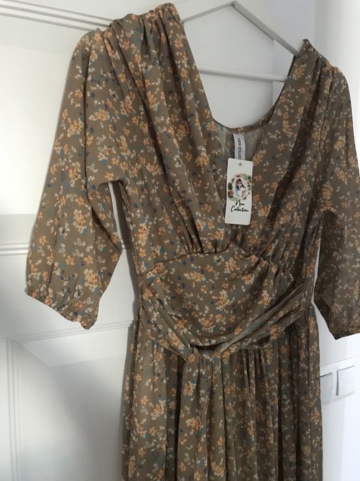 Długa sukienka w kwiaty retro vintage Dollyglamshop