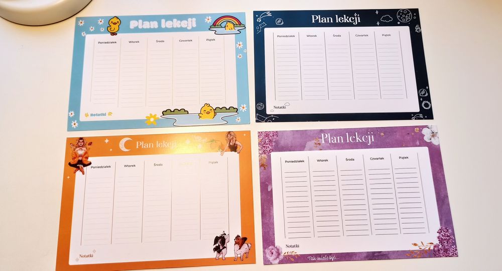 Julia żugaj moontale zestaw 4 szt plan lekcji zugaj