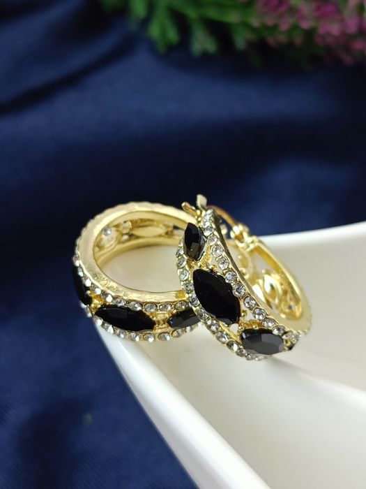 Czarno złote eleganckie kolczyki nowe prezent