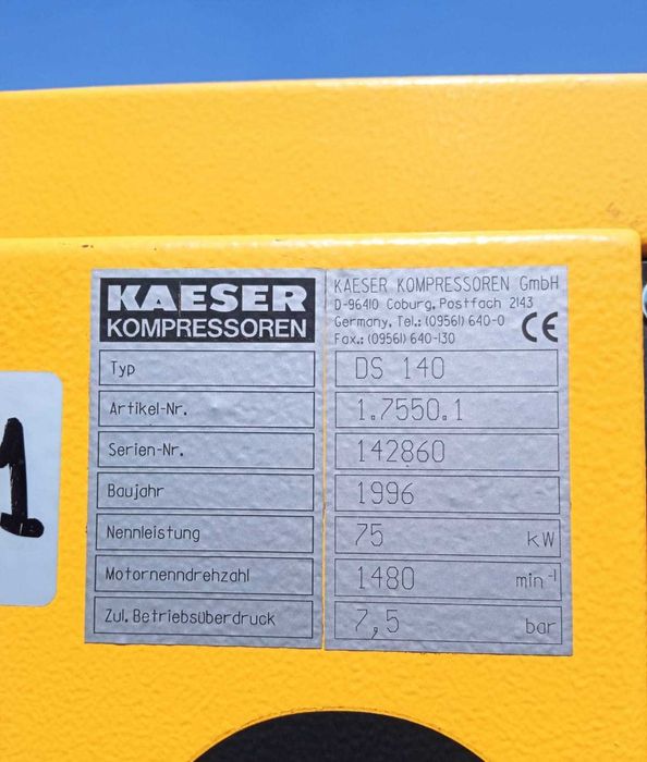 SPRAWNA!!! Sprężarka Kaeser DS140 75kW 13,3m3/min 7,5 bar S006901