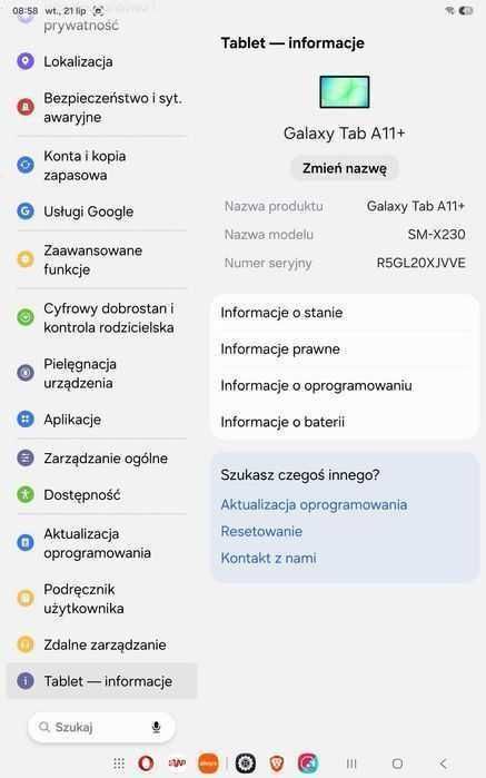 FAJNY TABLET SAMSUNG A11 x230. Gwarancja producenta. Pamięć 6/128 gb. Ekran 11 cali. Android 16