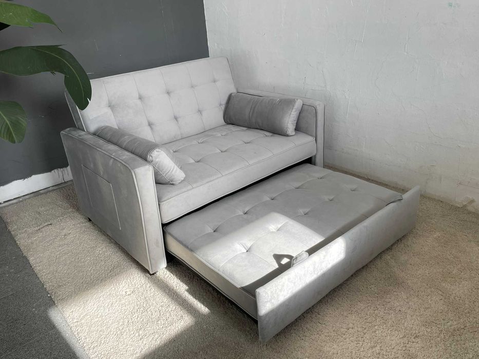 LIQUIDAÇAO SOFA CAMA CINZA VELUDO Envio rapido Transporte gratuito