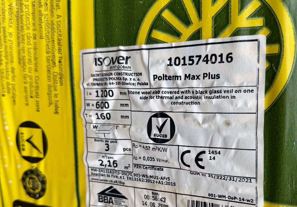 Wełna Skalna Prasowana 16 cm isover