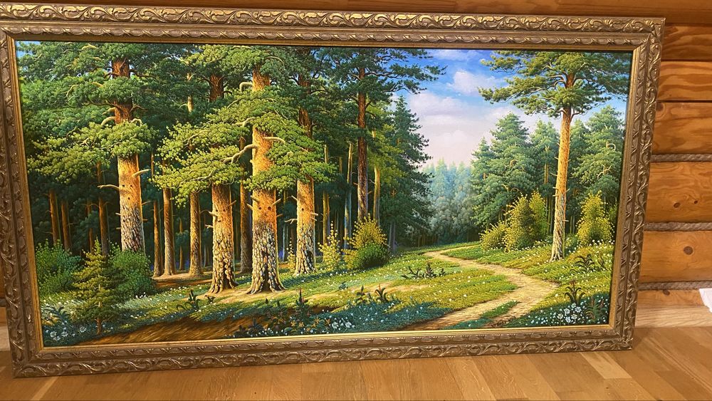 Картина олією Юрий Бордик «Утро у лісі»» 65×130 см, полотно, розкішна рама