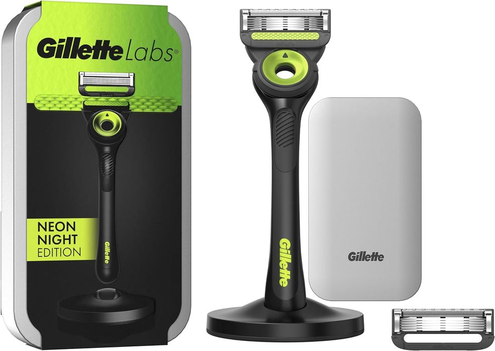 golarka gillette labs neon night zestaw maszynka + 1x wkład + podstawka