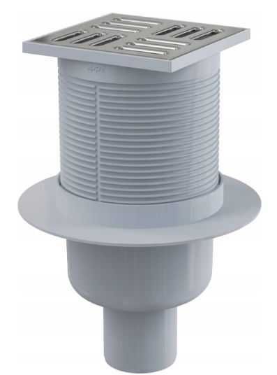 Kratka ściekowa 105x105 z odpływem dolnym fi 50mm i mokrym syfonem