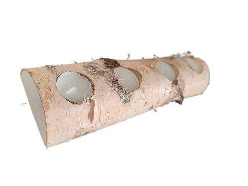 Świecznik na podgrzewacze stojak tealight brzoza boho