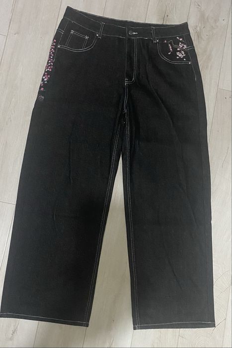 Jeansy z sakurą XXL