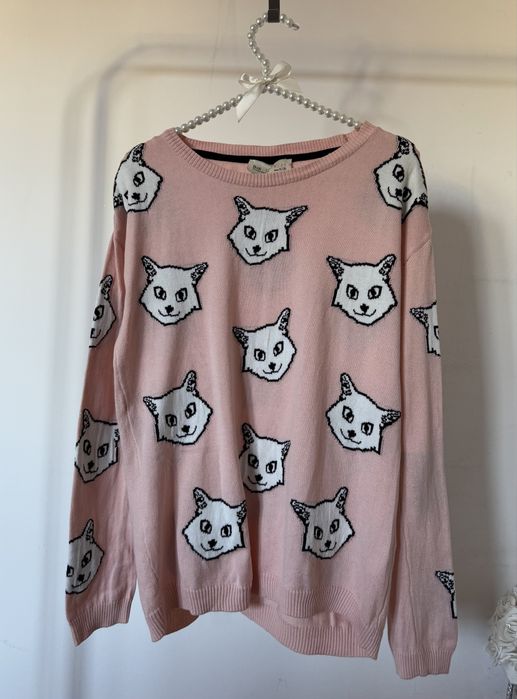 Sweter Bershka pieski różowy S