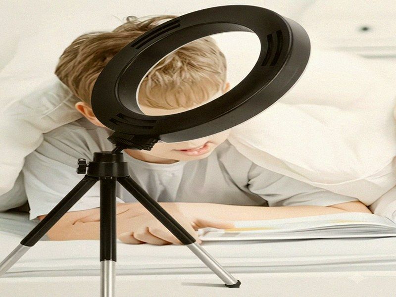 Ring Light Rotativa 360° com Tripé — Streaming, Maquilhagem e Videochamadas