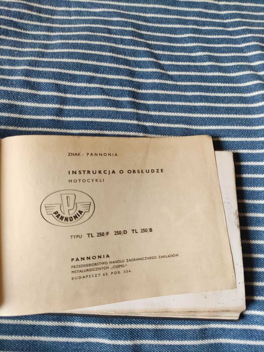 Pannonia oryginalna instrukcja obsługi rok 1962
