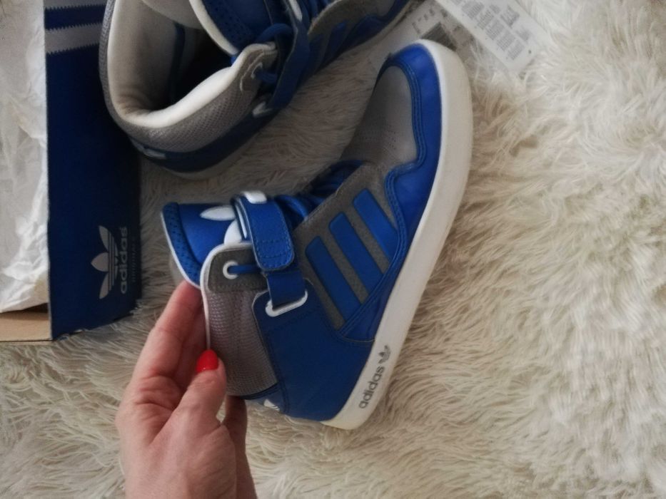 buty ADIDAS 40 2/3 wyższe niebieskie na rzepę