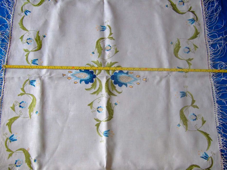Serweta lniana 89x130cm len haft ręczny przedwojenna używana