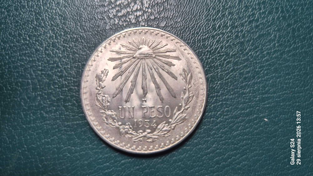Meksykańska srebrna moneta 1 Peso z 1934 r.