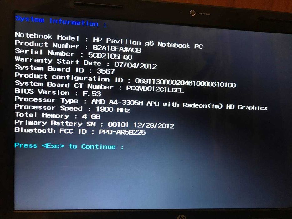 Ноутбук HP Pavilion g6-1303sr Запчастини