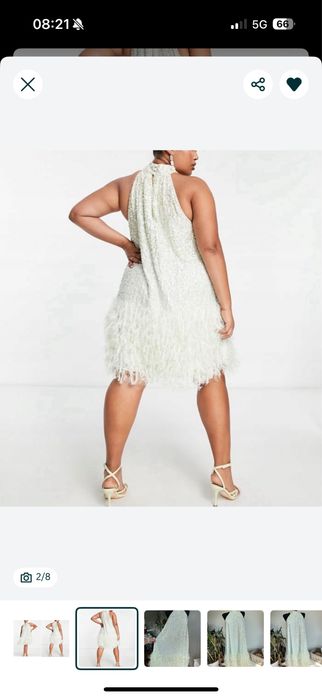 Asos miętowa 52 pióra , cekiny