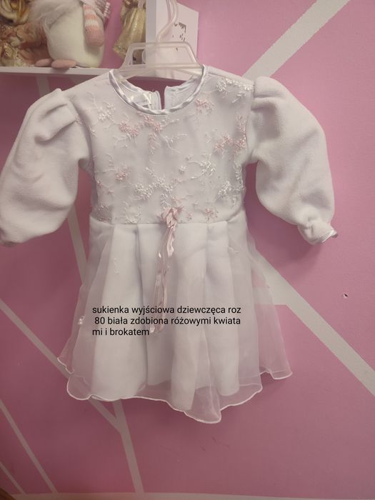 Sukienki dla dziewczynki roz.74 i 80cm chrzest lub inne okazje.
