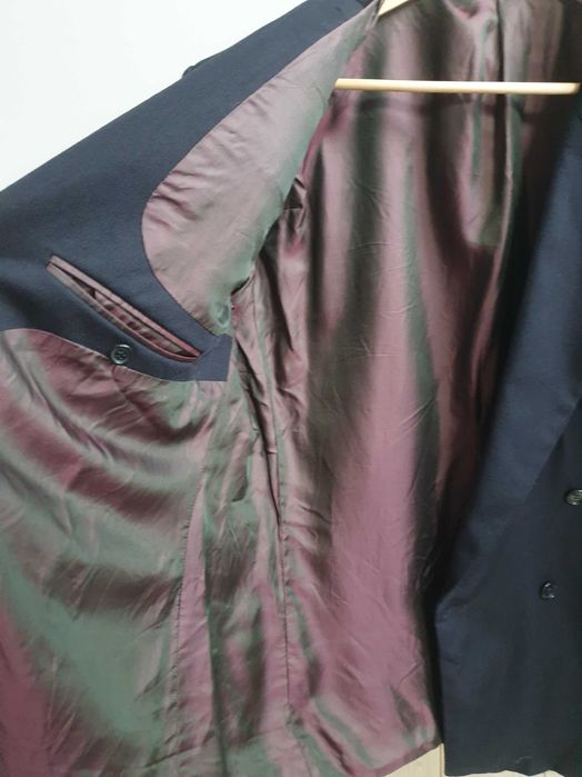 Granatowa dwurzędowa marynarka męska Hugo's XL 2XL 100% wełna