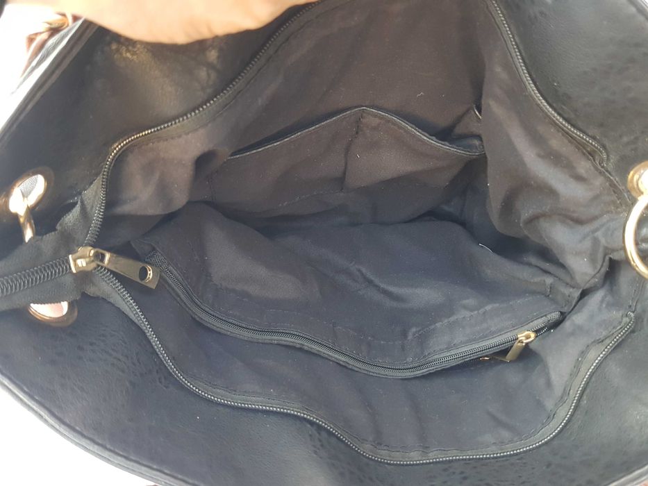 mala em couro de senhora cor preta e castanho