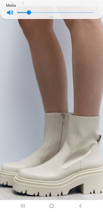 Kozaki Zara 39 buty za kostkę sztywne ecru limited zara zima traktor