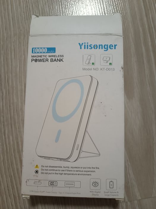 Магнітний бездротовий повербанк Yiisonger 10000mAh MagSafe 15W з підставкою