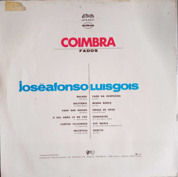 José Afonso / Luis Góis	- - - - -		Coimbra	- - - - -	LP