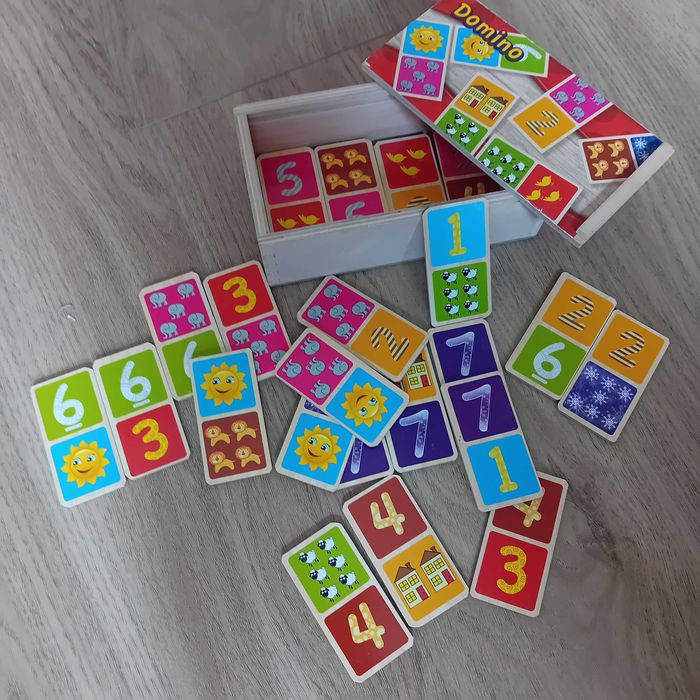 Domino kolorowe dla dziecka. Drewniane. Tanio!
