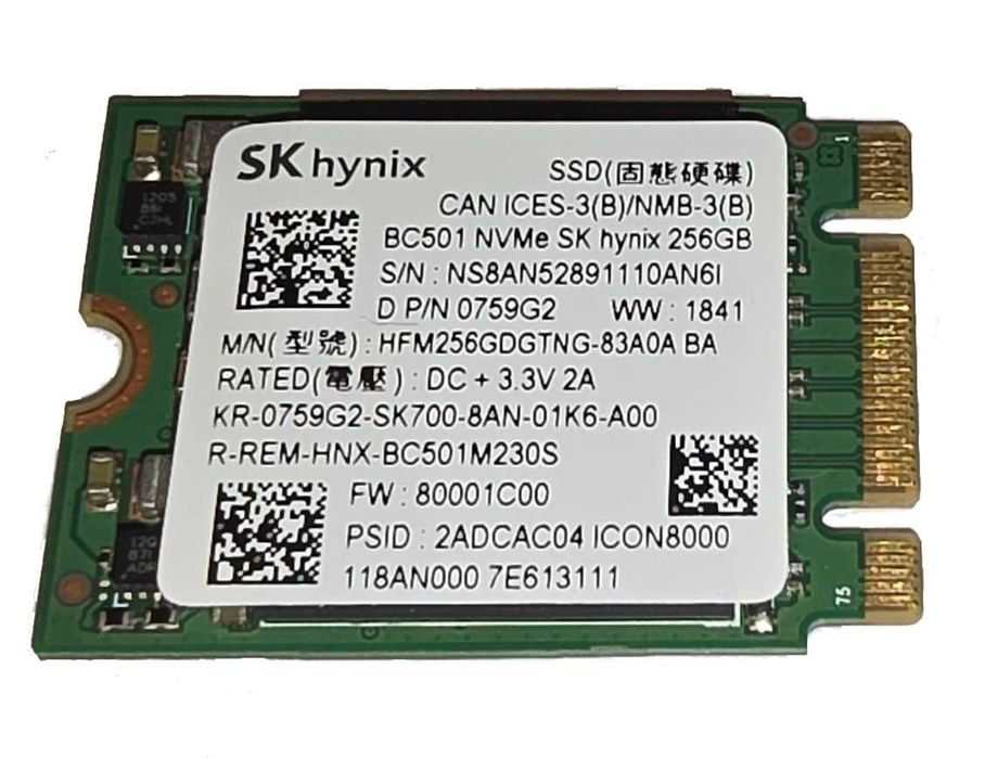 Dysk SSD 256GB SK Hynix BC501 HFM256GDGTNG nVME M.2 2230