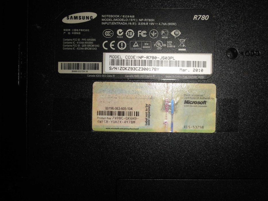Laptop Samsung R-780 ( 17'')