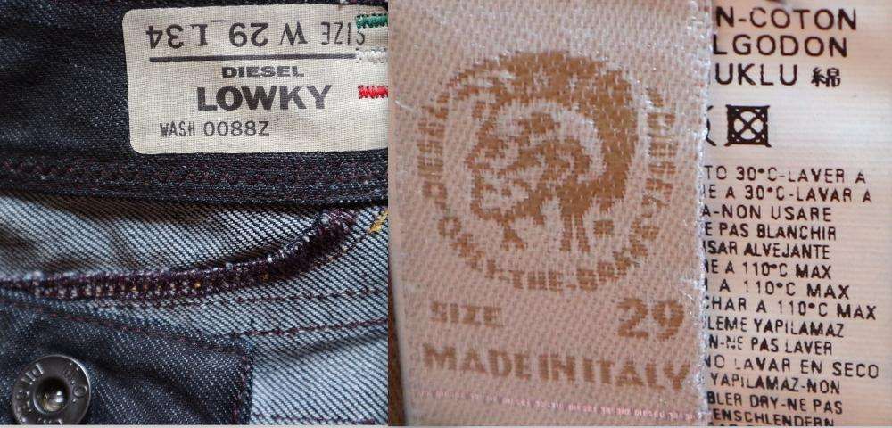 Diesel Lowky spodnie jeansy W29 L34 pas 2 x 42 cm