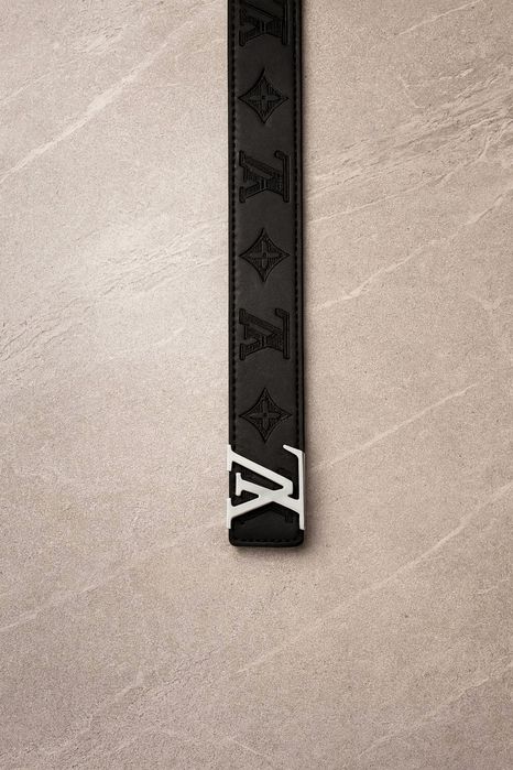 Louis Vuitton Pasek Meski Czarny Zlota Klamra Nowy
