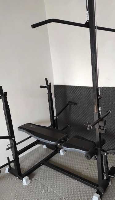 Лавка для жима штанги S099T Скамья жиму Тренажер Лава + Стойки Тяга