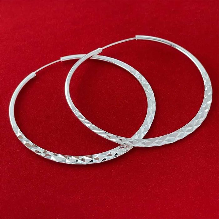 Nowe frezowane kolczyki koła 5 cm srebro 925