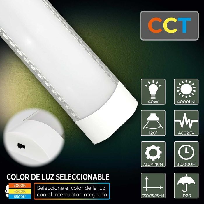 Foco Led Bancada WC Cozinha 120CM 3Modos 3000/4000/6000K - 4000Lm