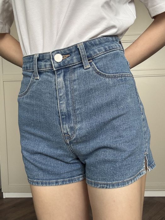 shorty szorty spodenki jeansowe jasne dżins xs 34 h&m