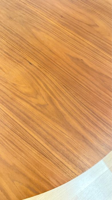 Mesa Madeira Castanha Nogueira Pernas Aço Metal Preta La Redoute