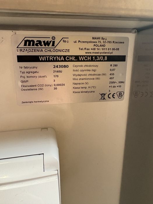 Lada chlodnicza Mawi WCH  1,3/0,8 stan idealny