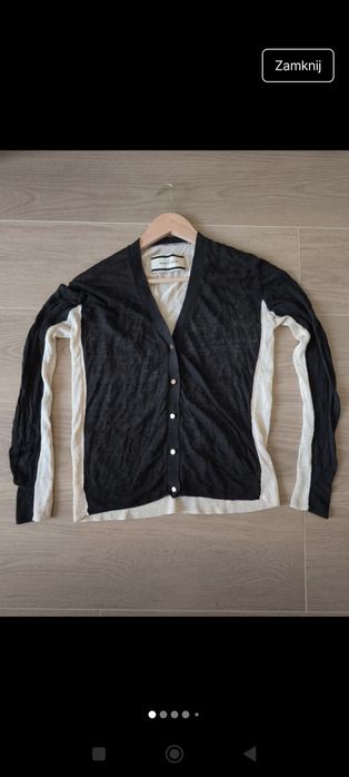 Sweterek kardigan cieniutkina lato M By Marlene Birger czarno złoty