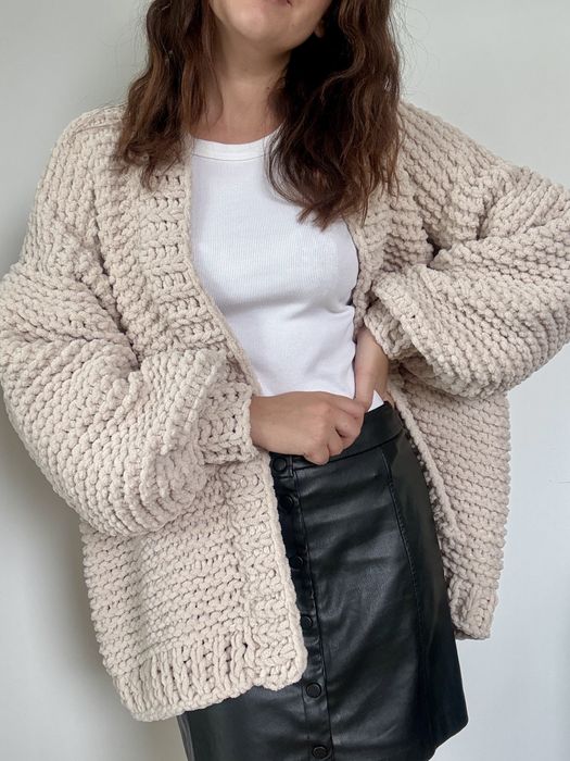 Kardifan bezowy sweter cieply damski