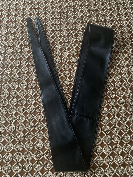 Pasek czarny wiązany długi 220 cm , skórzany