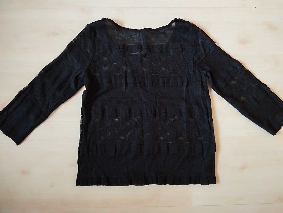 koronkowa bluzka z długim rękaw S h&m gotycka rock transparent ażur