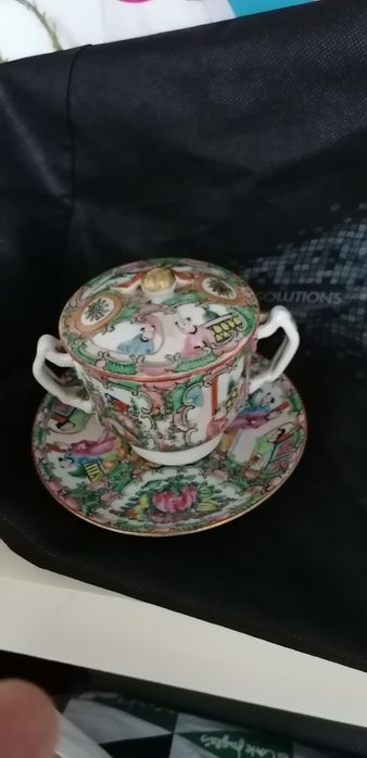 Sugar bowl and two plates
