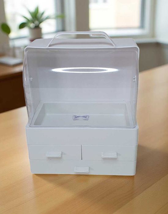 Органайзер для косметики білий з висувними ящиками