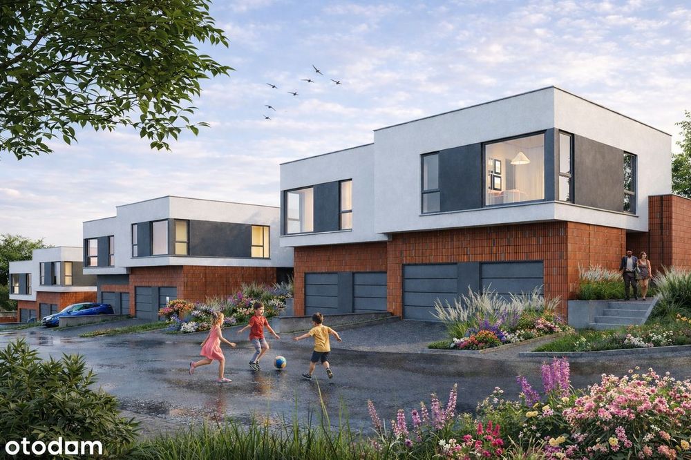 Duży narożny taras  / Garaż w bryle budynku / Ustawny salon