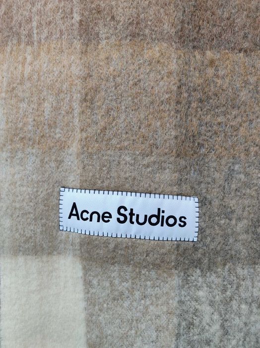 Шарф Acne Studios Checked Wool Fringe Scarf Taupe/Green/Black