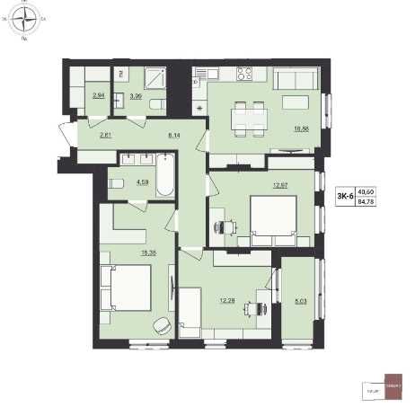 Продаж 3-кім. квартири новобудова центр MillTown