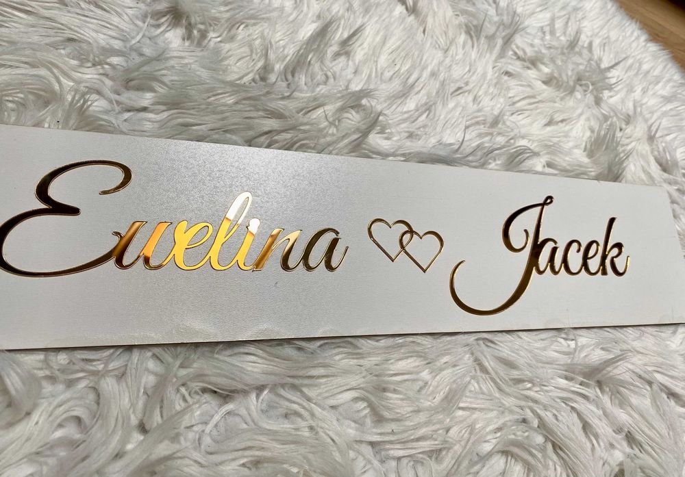Ozdobna tablica samochodowa ślub wesele - Ewelina Jacek