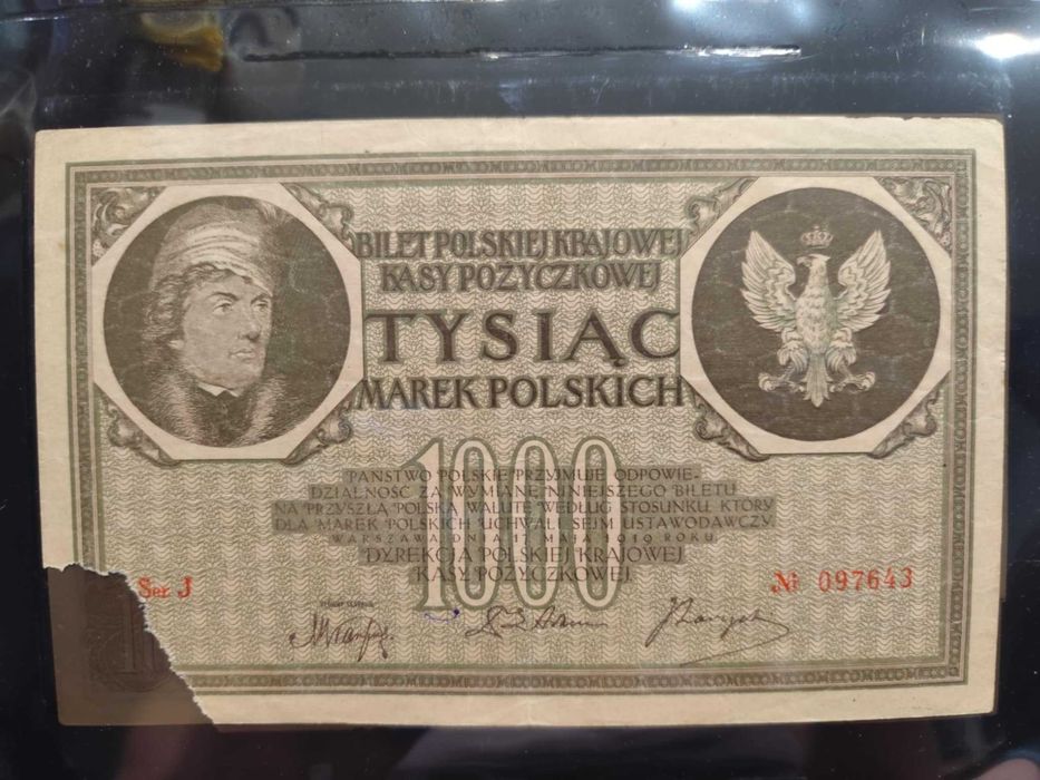 1000 marek polskich 1919 (majowe) Ser. J/K/L (do wyboru)